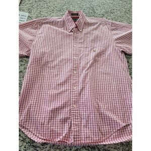 Alexander Julian Colours Mens Button Down Shirt Size Med Red Check Plaid‎